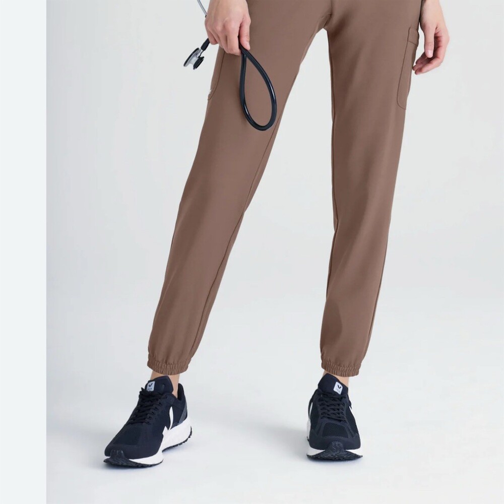 Grey's Anatomy Evolve Stretch Scrub Jogger Pants Womens XXS Taupe 6-Pocket